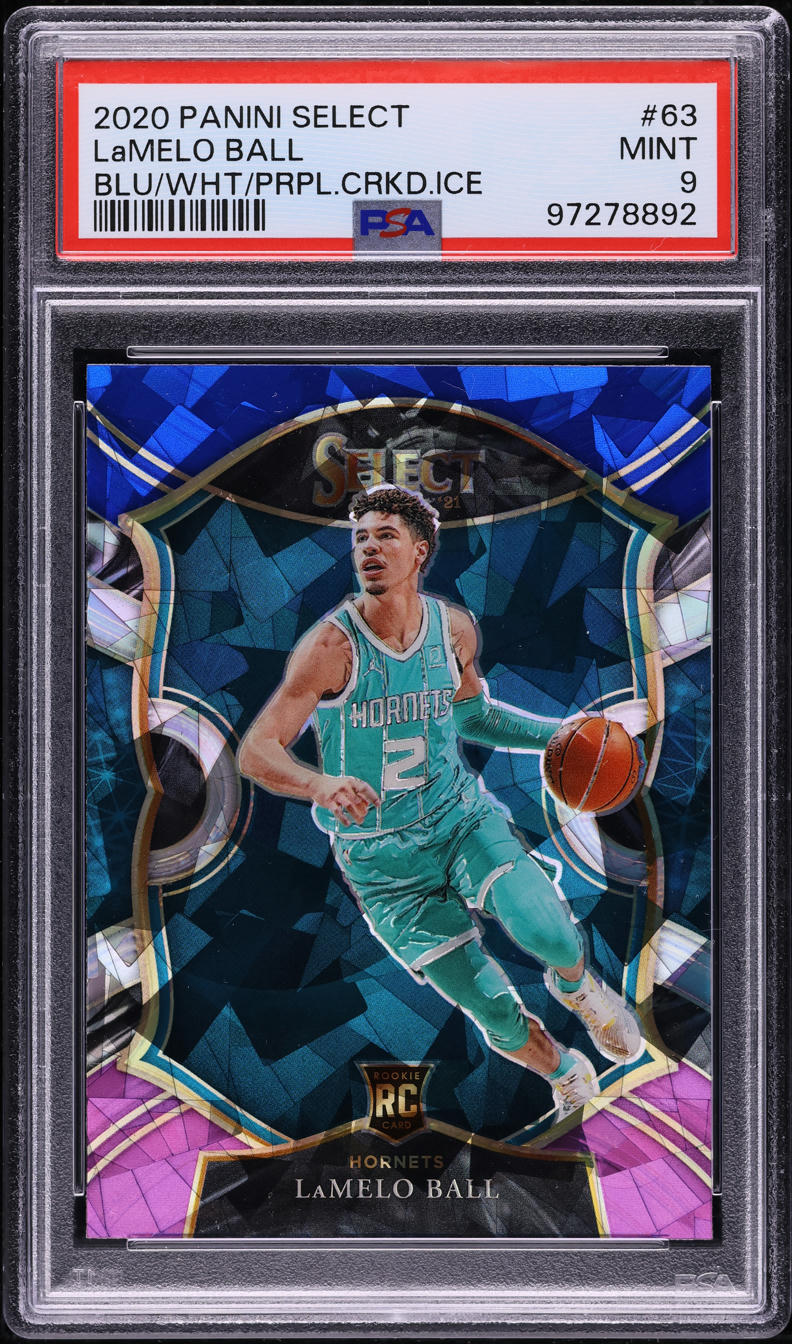 2020 Select Blue White Purple Cracked Ice LaMelo Ball ROOKIE #63 PSA 9 MINT