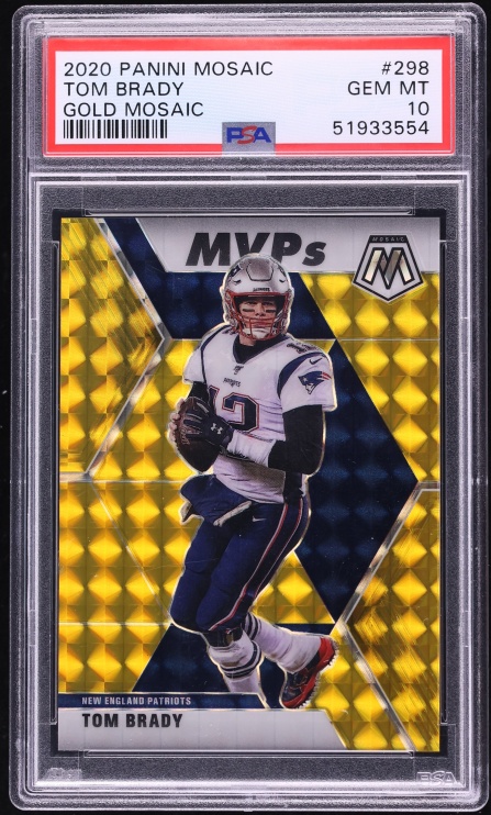 2020 Panini Mosaic Gold Prizm Tom Brady /10 #298 PSA 10 GEM MINT - Photo 1