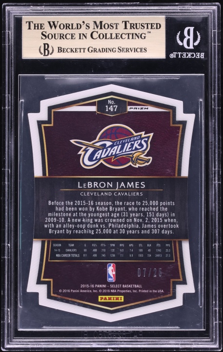 2015 Select Tie-Dye Prizms Die-Cut LeBron James /25 #147 BGS 9.5 GEM MINT - Photo 2
