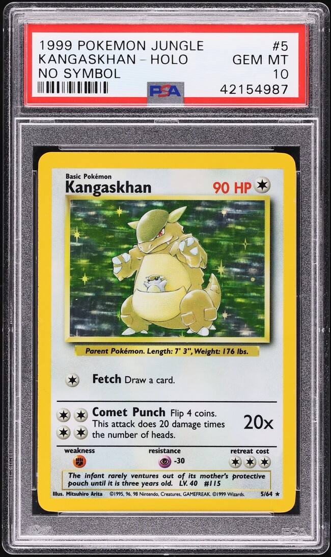 1999 Pokemon Jungle No Symbol Holo Kangaskhan #5 PSA 10 GEM MINT