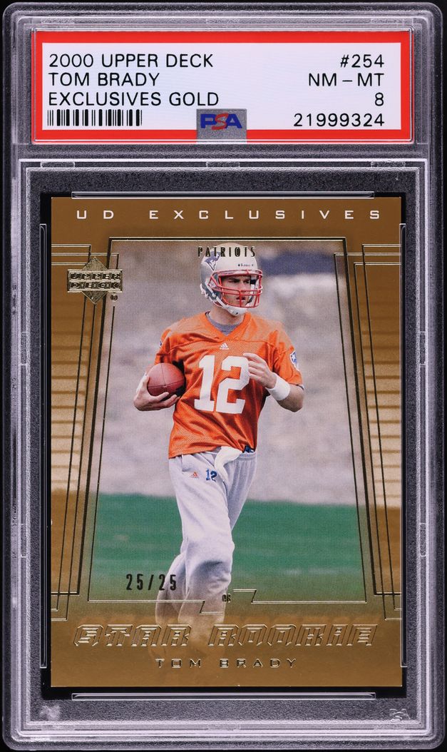 2000 Upper Deck Exclusives Gold Tom Brady ROOKIE 25/25 #254 PSA 8 NM-MT