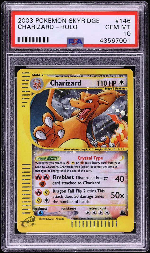2003 Pokemon Skyridge Holo Crystal Charizard #146 PSA 10 GEM MINT
