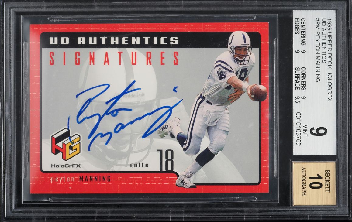 1999 Upper Deck Hologrfx Authentics Peyton Manning AUTO #PM BGS 9 MINT