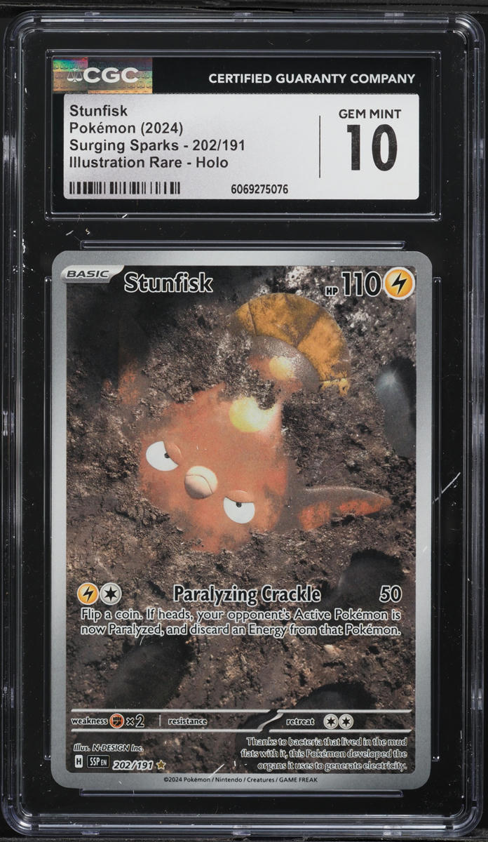 2024 Pokemon Scarlet & Violet Surging Sparks IR Stunfisk #202 CGC 10 GEM MINT