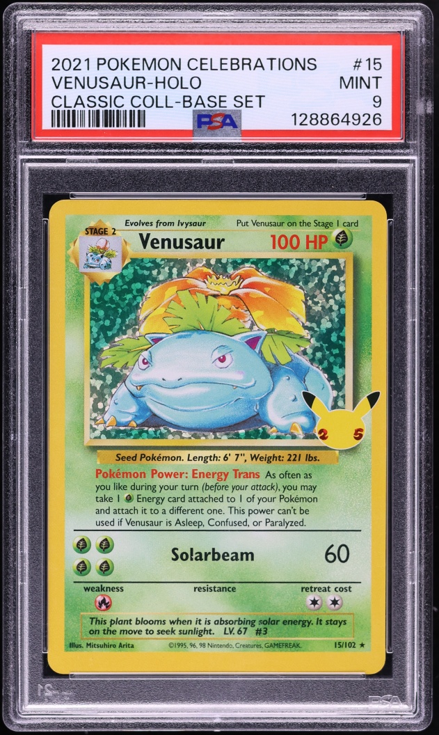 2021 Pokemon Sword & Shield Celebrations Classic Collection Holo Venusaur #15 PSA 9 MINT