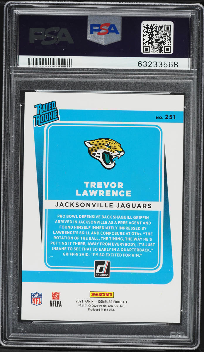 2021 Donruss Press Proof Gold Trevor Lawrence ROOKIE /50 #251 PSA