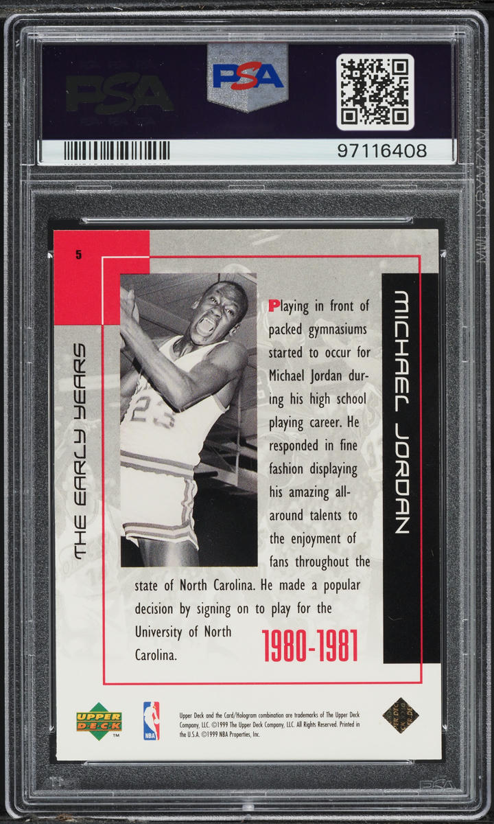 1999 Upper Deck MJ Career Collection The Early Years Michael Jordan #5 PSA 8