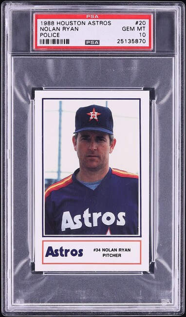 1988 Houston Astros Police Nolan Ryan #20 PSA 10 GEM MINT