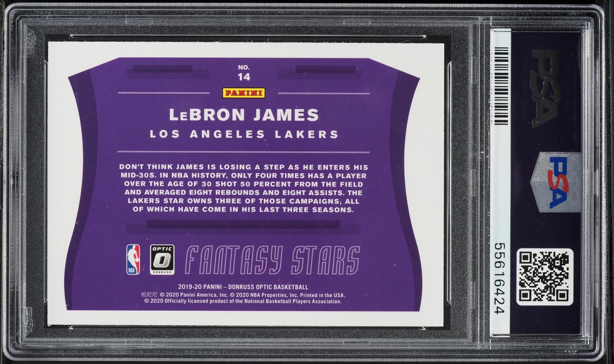 2019 Donruss Optic Fantasy Stars LeBron James #14 PSA 10 GEM MINT