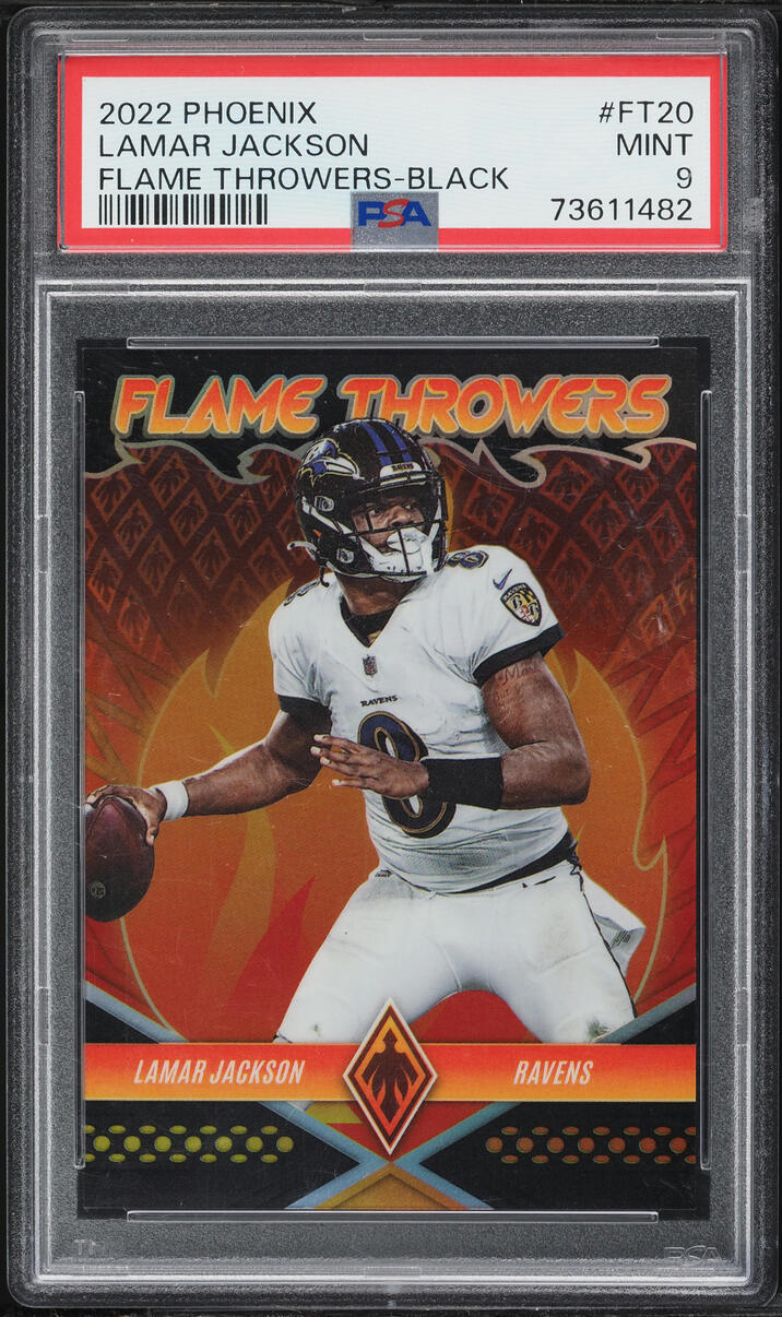 2022 Panini Phoenix Flame Throwers Black Lamar Jackson /10 #FT20 PSA 9 MINT