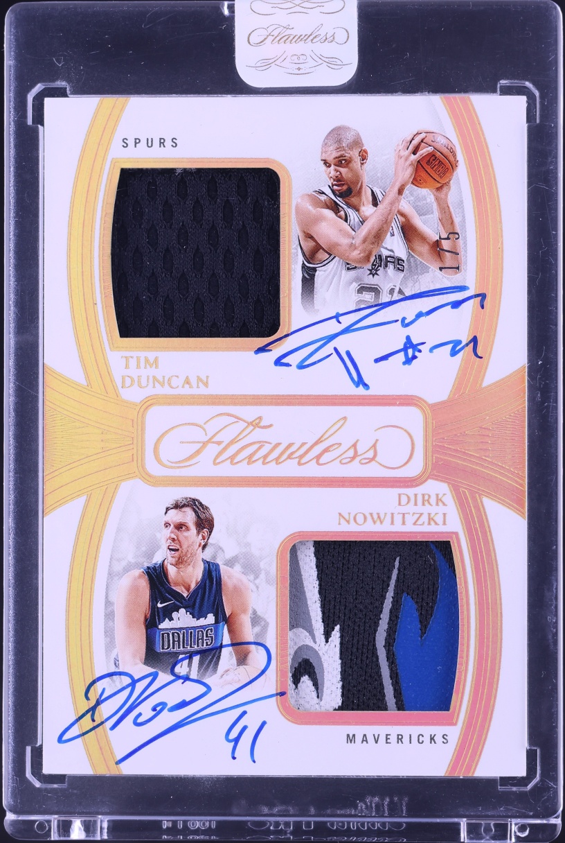 2024 Panini Flawless Dual Tim Duncan Dirk Nowitzki PATCH AUTO 1/5 #DPA-TDN