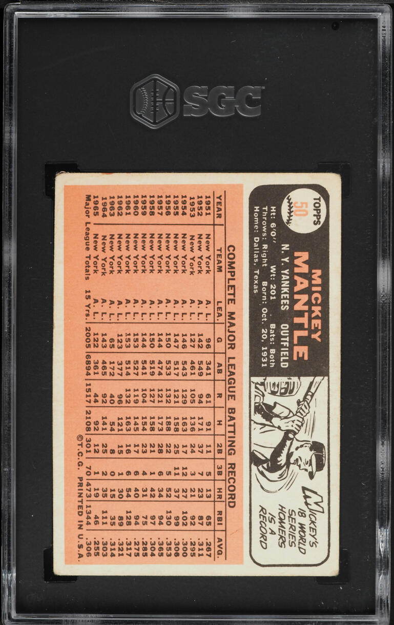 1966 Topps Mickey Mantle #50 SGC 1.5 FR