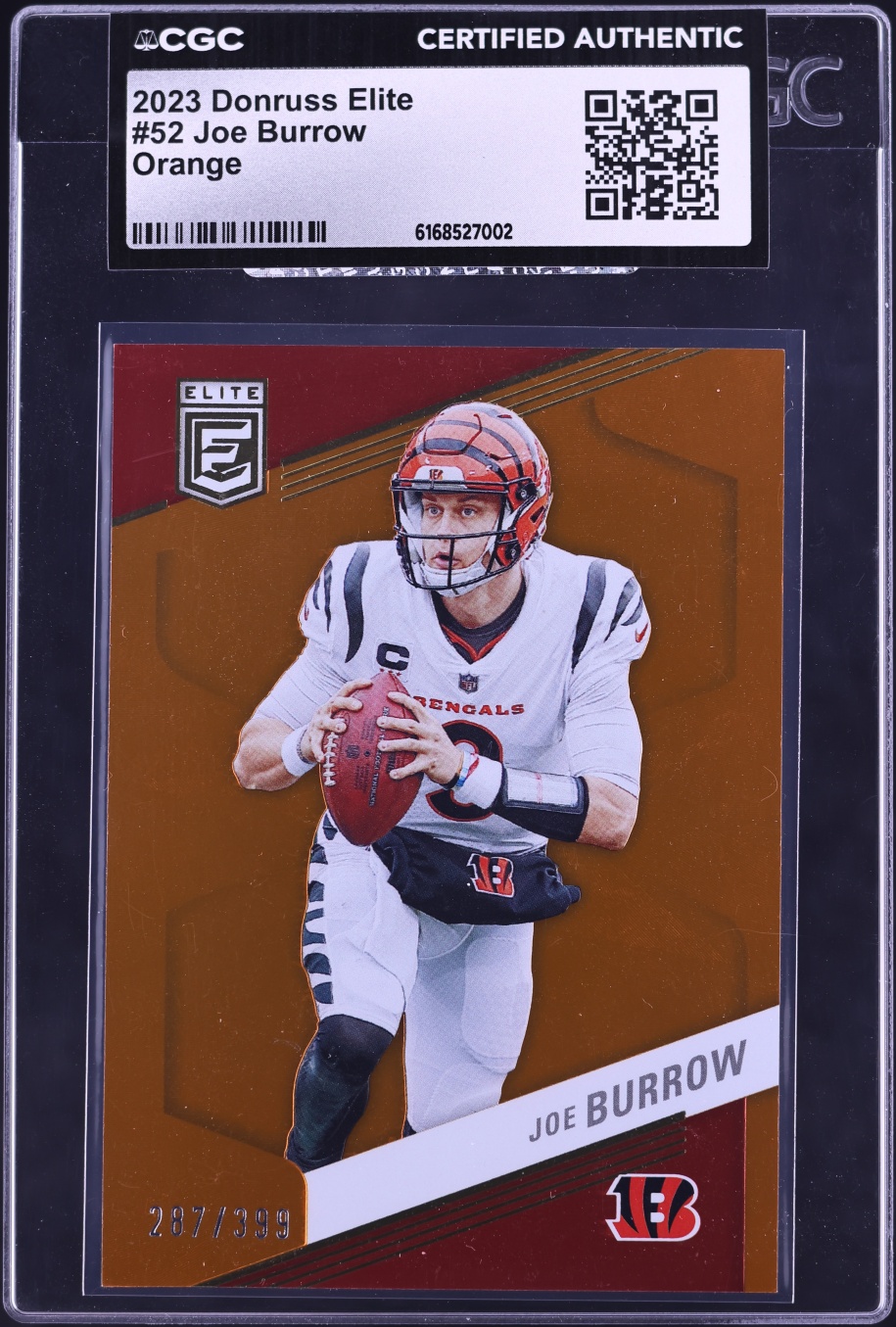 2023 Donruss Elite Orange Joe Burrow /399 #52 CGC AUTH