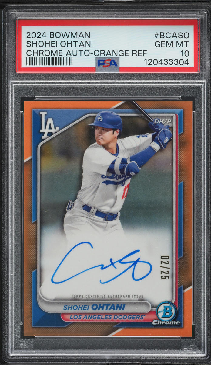 2024 Bowman Chrome Orange Refractor Shohei Ohtani AUTO /25 #BCA-SO PSA 10 GEM