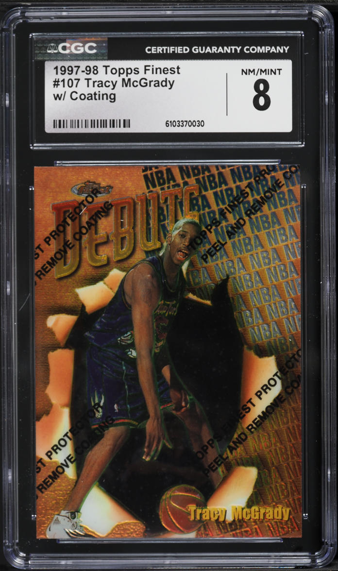 1997 Finest Basketball w/ Coating Tracy McGrady ROOKIE #107 CGC 8 NM-MT