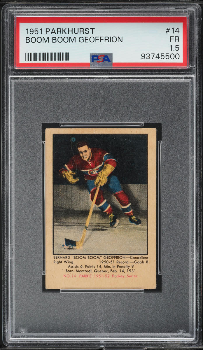 1951 Parkhurst Boom Boom Geoffrion ROOKIE #14 PSA 1.5 FR