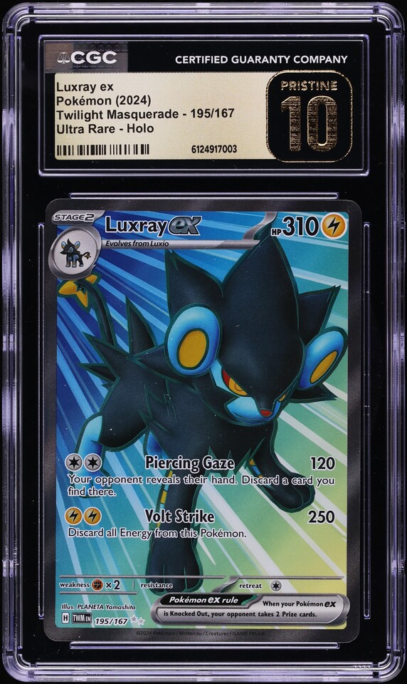 2024 Pokemon Scarlet & Violet Twilight Masquerade Full Art Luxray ex #195 CGC 10 PRISTINE
