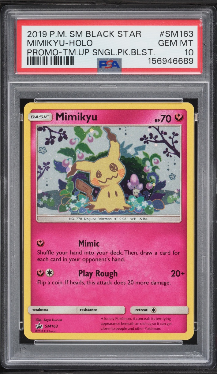 2019 Pokemon Sun & Moon Black Star Promo Team Up Holo Mimikyu #SM163 PSA 10 GEM MINT