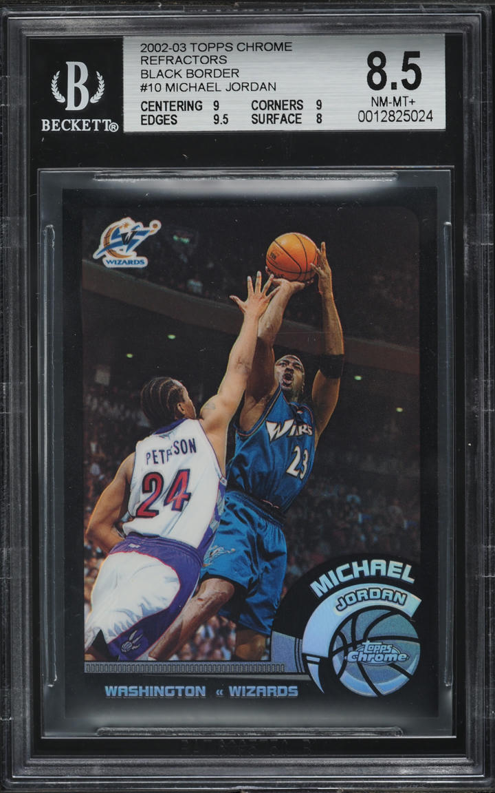 2002 Topps Chrome Black Refractor Michael Jordan /99 #10 BGS 8.5 NM-MT+
