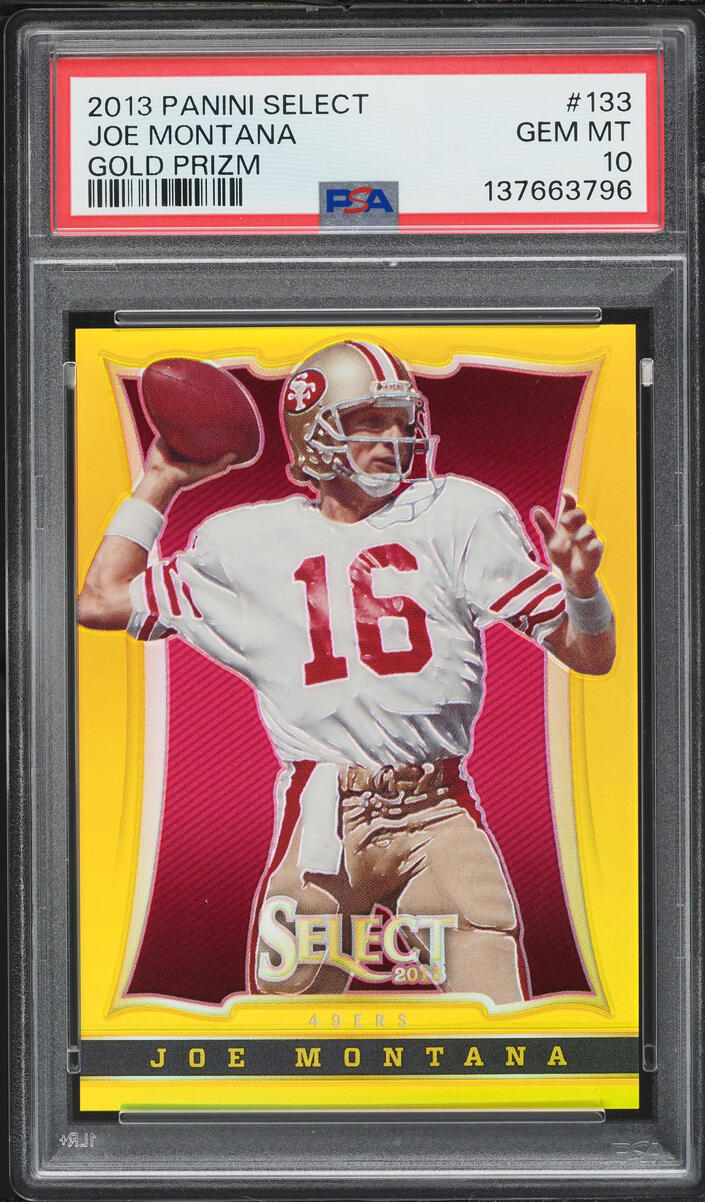 2013 Select Gold Prizm Joe Montana /10 #133 PSA 10 GEM MINT