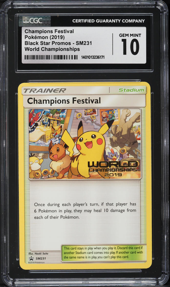 2019 Pokemon SM Black Star Promo World Championships Champions Festival CGC 10