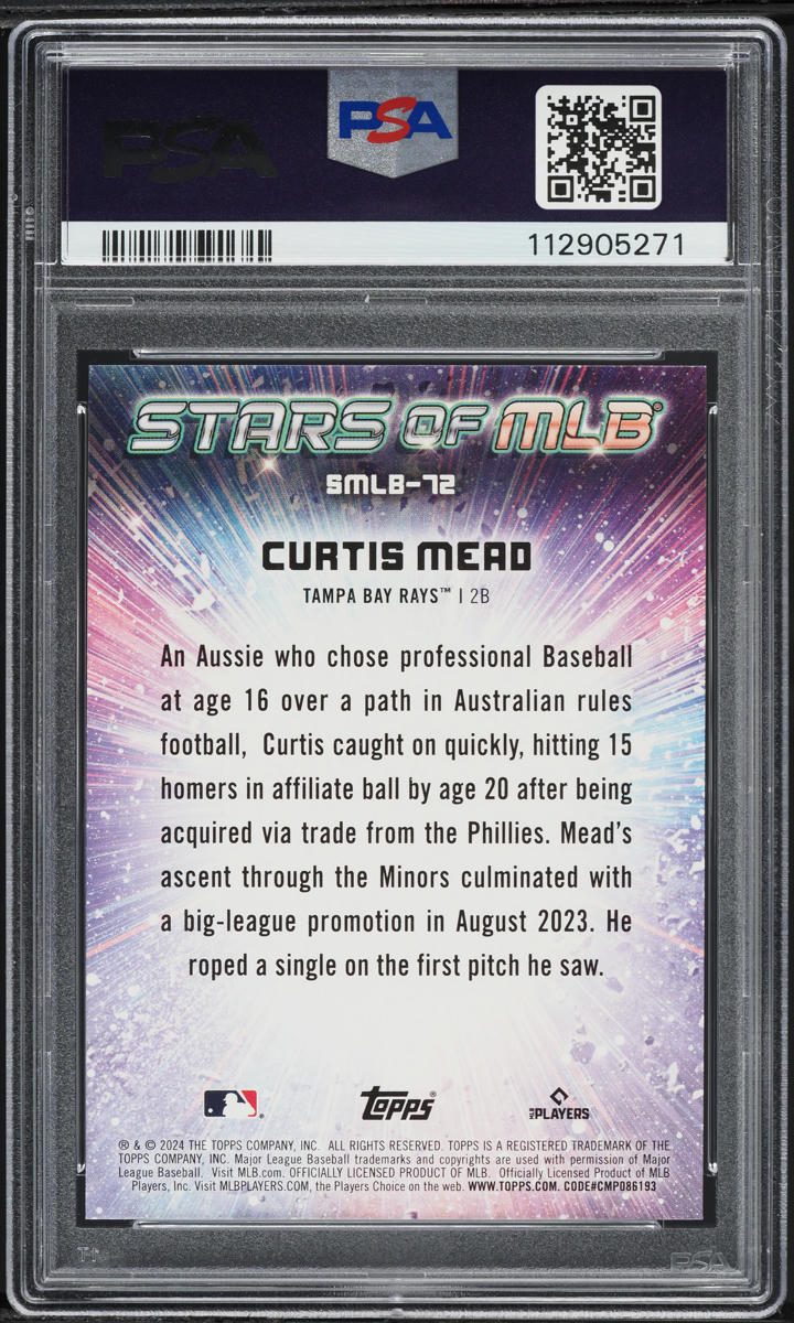 2024 Topps Stars Of MLB Update Curtis Mead ROOKIE #SMLB72 PSA 10 GEM MINT