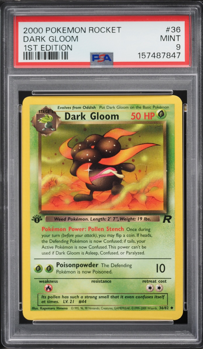 2000 Pokemon Team Rocket 1st Edition Dark Gloom #36 PSA 9 MINT