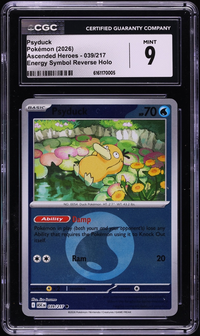 2026 Pokemon Mega Evolution Ascended Heroes Energy Symbol Reverse Holo Psyduck #39 CGC 9 MINT
