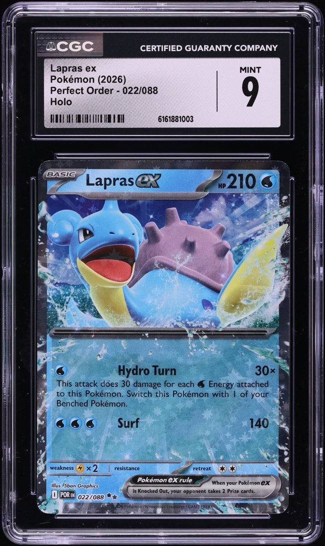 2026 Pokemon Mega Evolution Perfect Order Holo Lapras ex #022 CGC 9 MINT