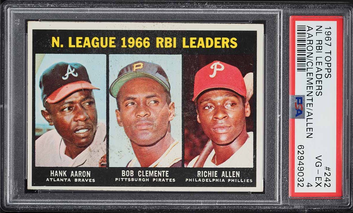1967 Topps Hank Aaron Roberto Clemente Richie Allen RBI LDRS #242 PSA 4 VGEX