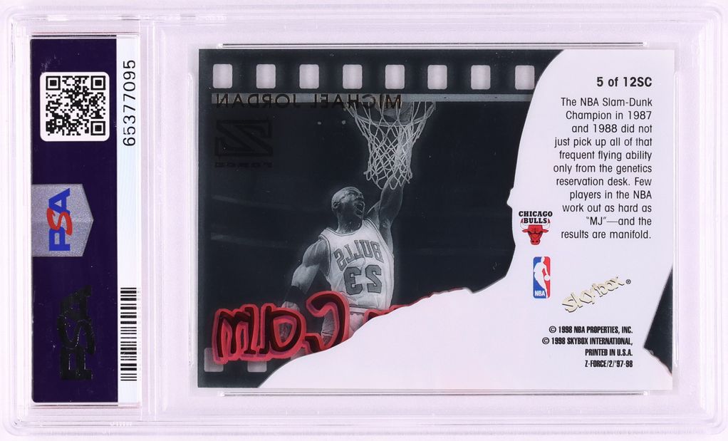 1997 Skybox Z-Force Slam Cam Michael Jordan #5 PSA 10 GEM MINT