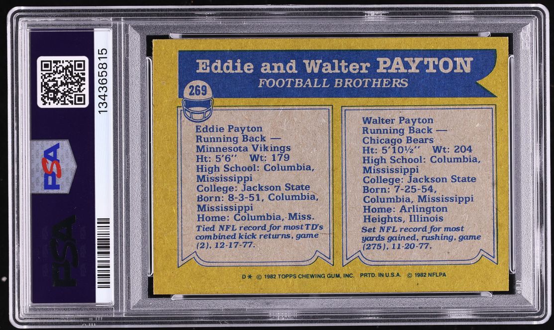 1982 Topps Football Brothers Eddie & Walter Payton #269 PSA 9 MINT
