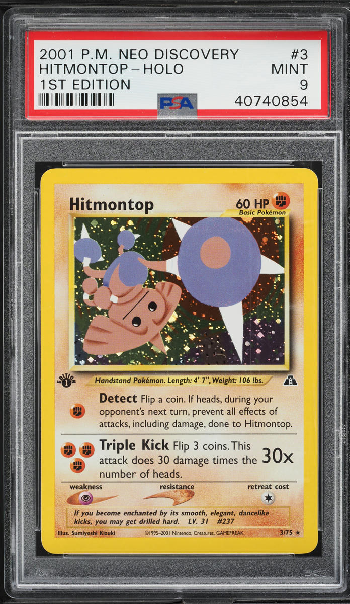 2001 Pokemon Neo Discovery 1st Edition Holo Hitmontop #3 PSA 9 MINT