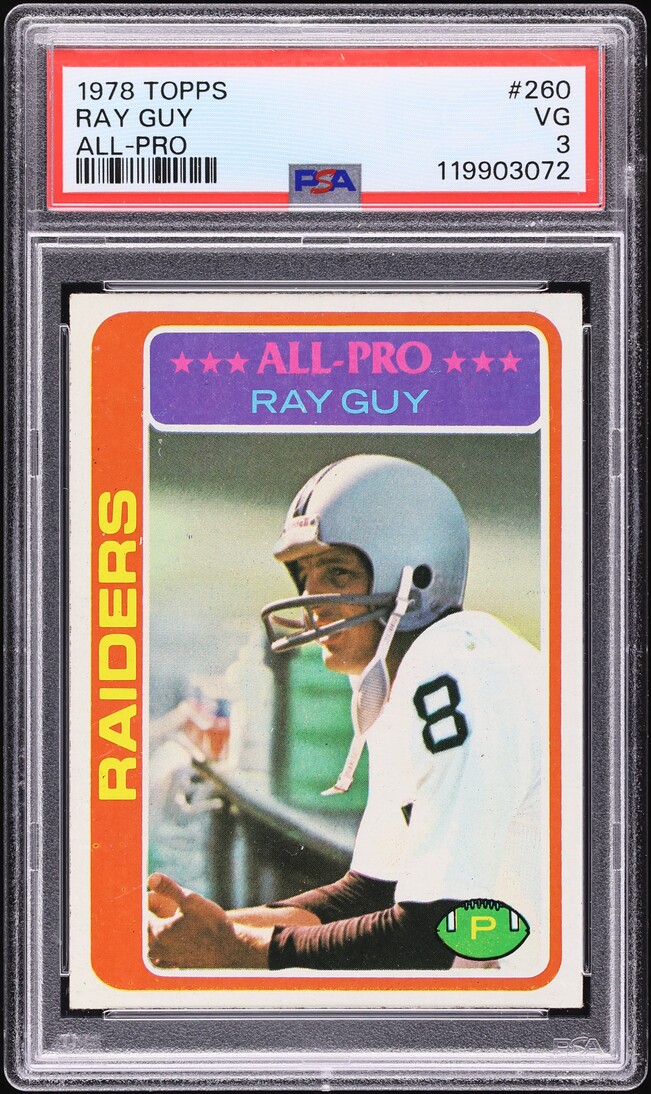 1978 Topps Football Ray Guy ALL-PRO #260 PSA 3 VG