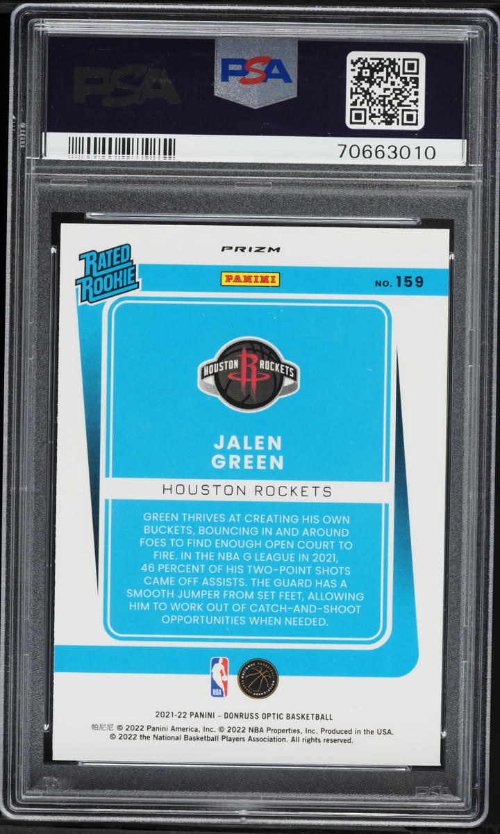2021 Donruss Optic Blue Velocity Jalen Green ROOKIE #159 PSA 9 MINT