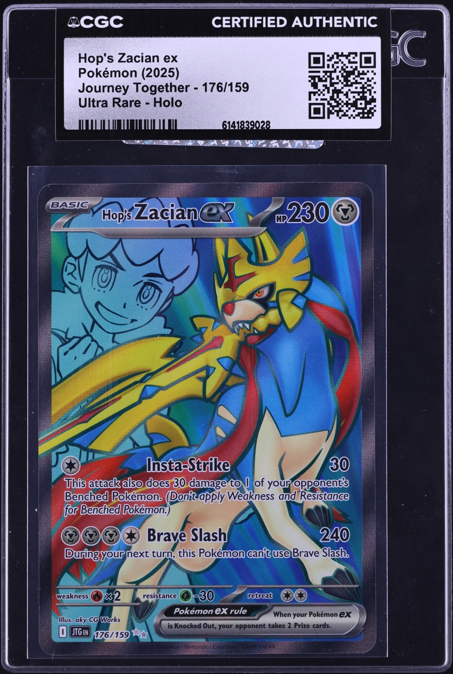 2025 Pokemon Scarlet & Violet Journey Together Full Art Hop's Zacian Ex #176 CGC AUTH