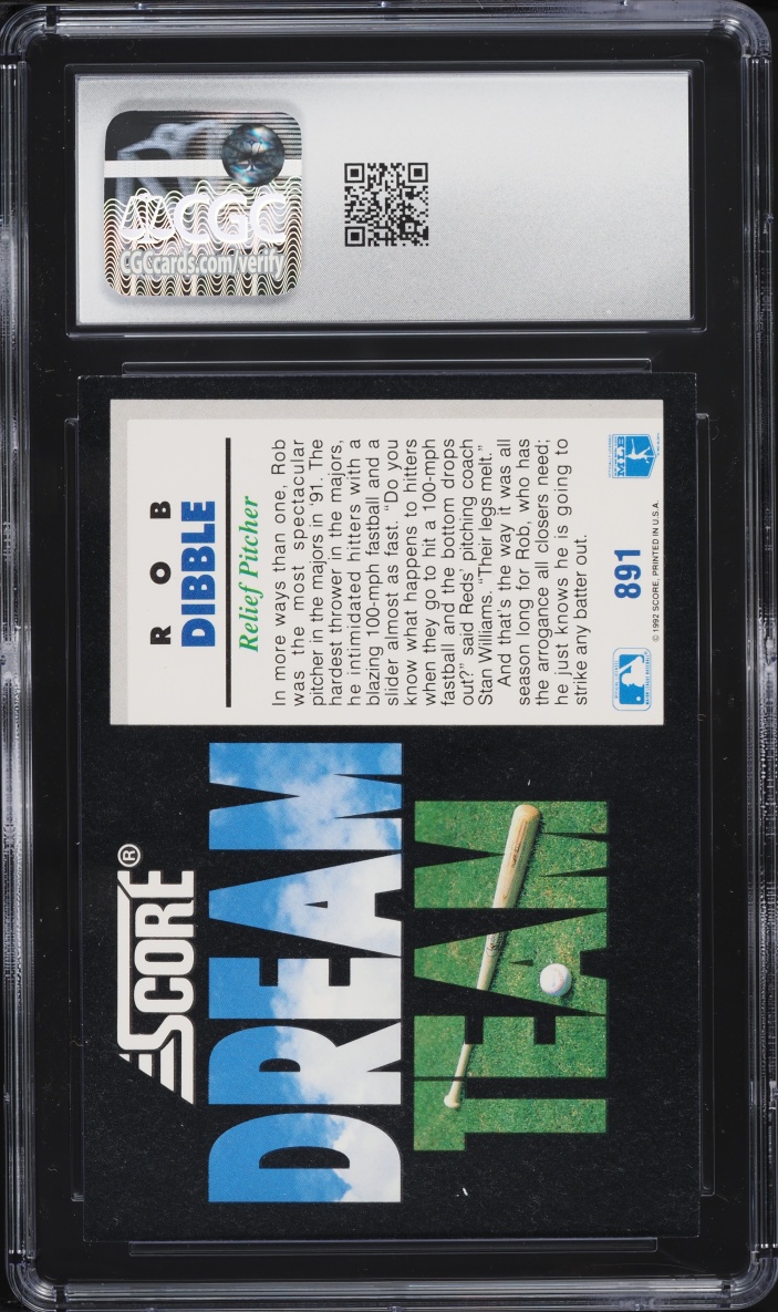 1992 Score Rob Dibble #891 CGC 9.5 MINT+