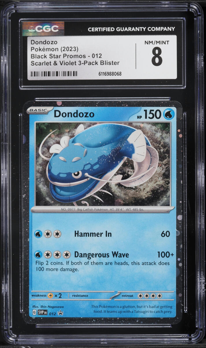2023 Pokemon Scarlet & Violet Black Star Promo 3-Pack Blister Dondozo #012 CGC 8 NM-MT