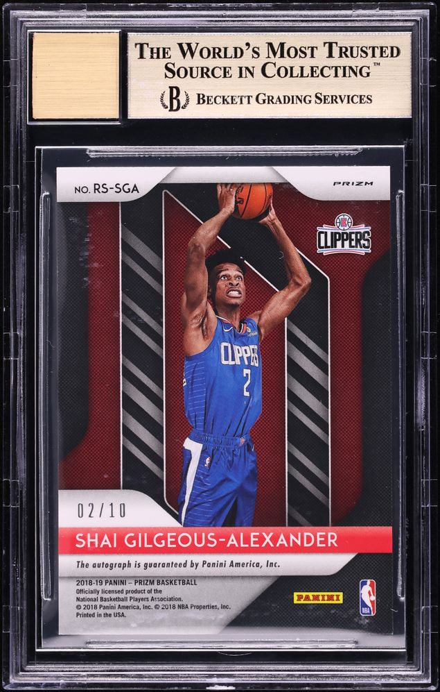 2018 Panini Prizm Gold Shai Gilgeous-Alexander ROOKIE AUTO JERSEY # 2/10 #RS-SGA BGS 9.5 GEM