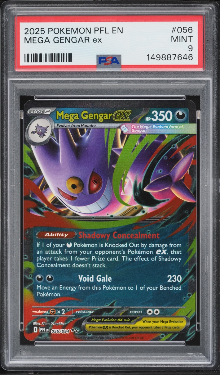 2025 Pokemon Mega Evolution Phantasmal Flames Holo Mega Gengar Ex #56 PSA 9 MINT