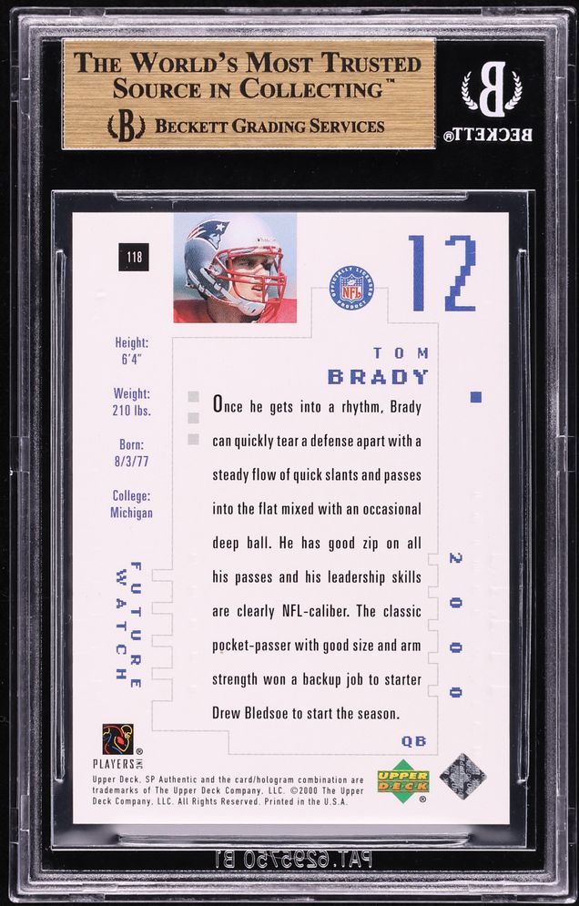 2000 SP Authentic Tom Brady Rookie #118 (/1250)