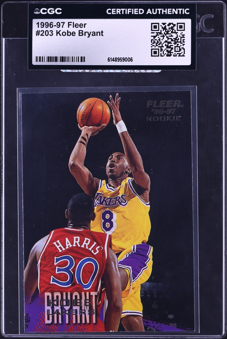 1996 Fleer Basketball Kobe Bryant ROOKIE #203 CGC AUTH
