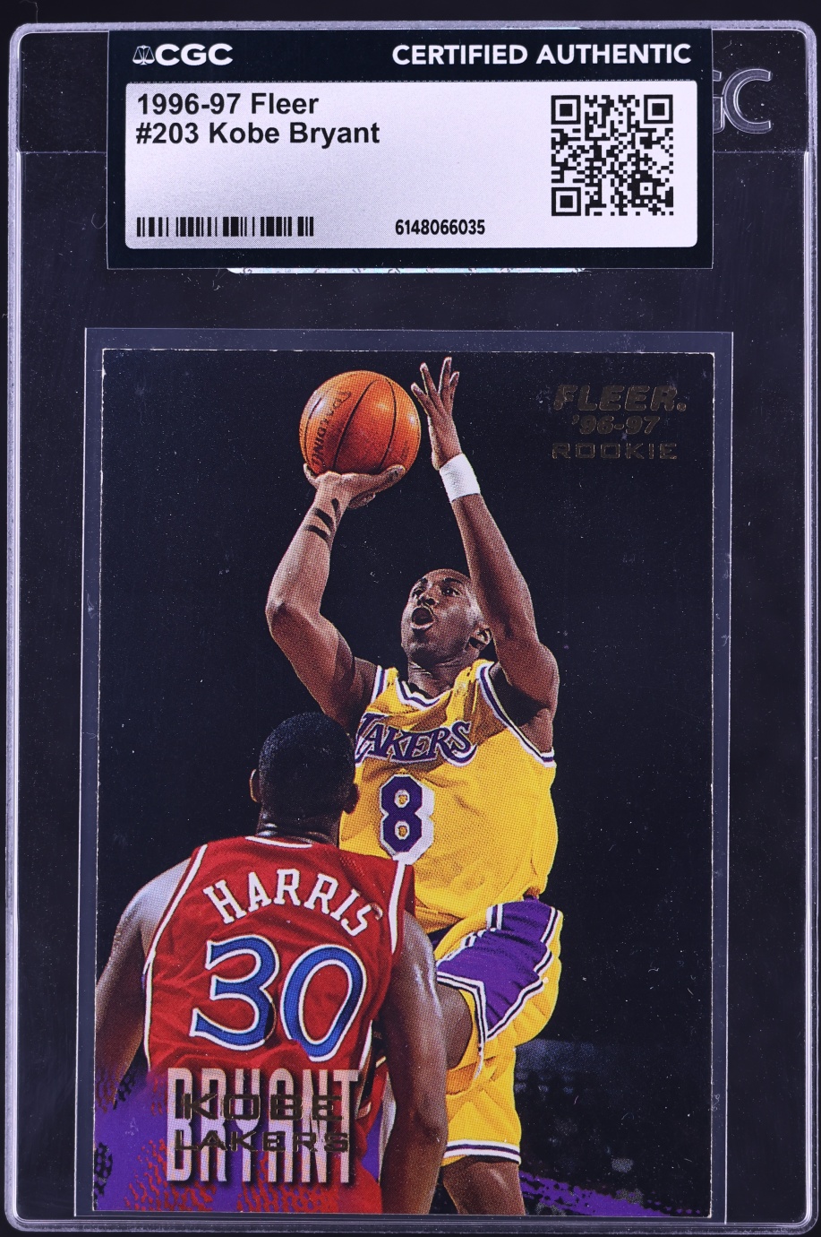 1996 Fleer Basketball Kobe Bryant ROOKIE #203 CGC AUTH