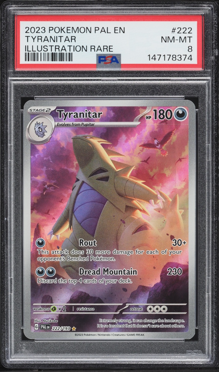2023 Pokemon Scarlet & Violet Paldea Evolved IR Tyranitar #222 PSA 8 NM-MT