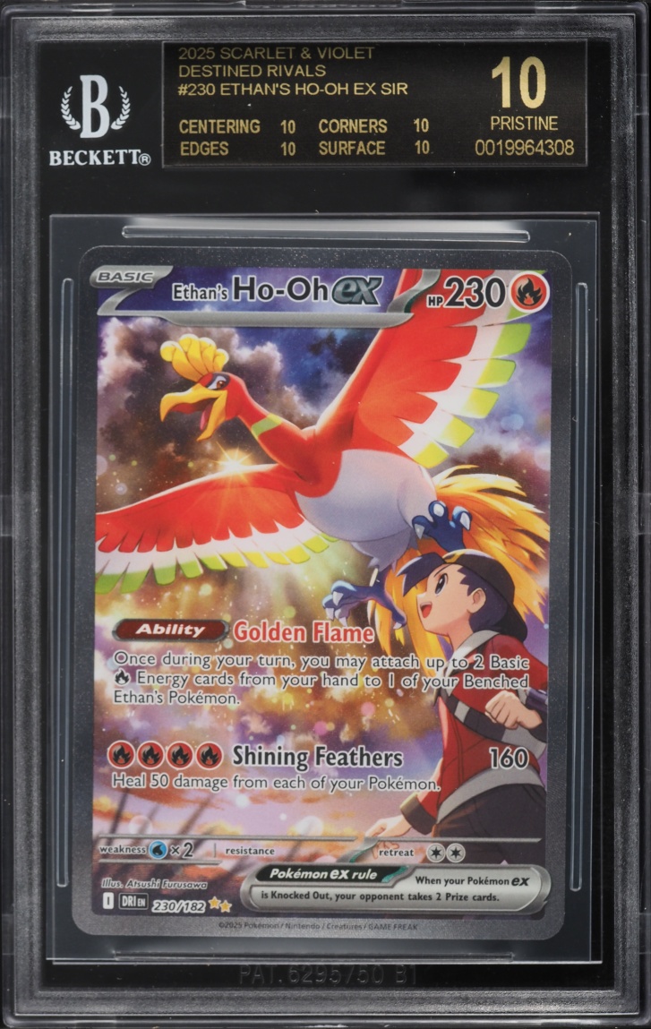 2025 Pokemon SV Destined Rivals SIR Ethan's Ho-Oh ex #230 BGS 10 PRISTINE, BLACK LABEL
