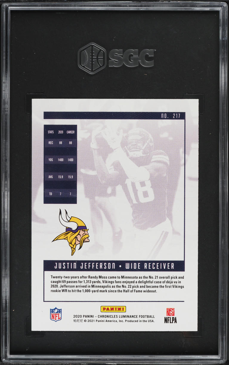 2020 Panini Chronicles Luminance Justin Jefferson ROOKIE #217 SGC 9.5 MINT+