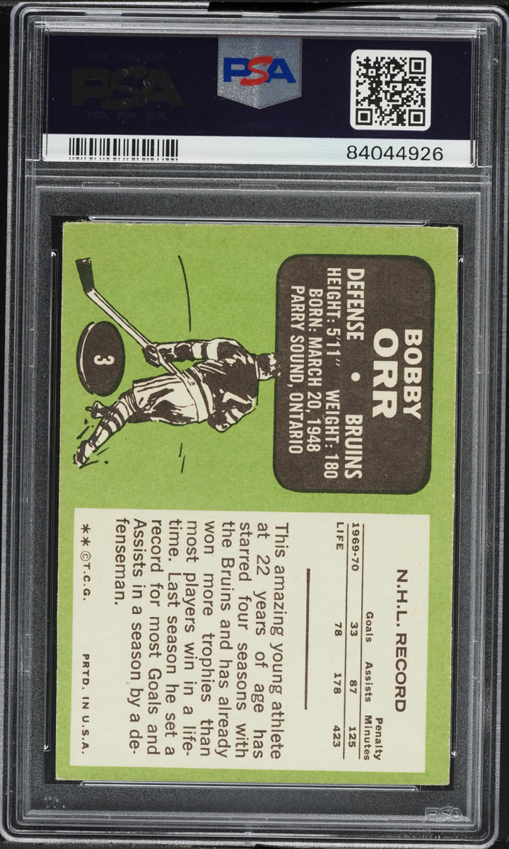 1970 Topps Hockey Bobby Orr #3 PSA 6 EXMT