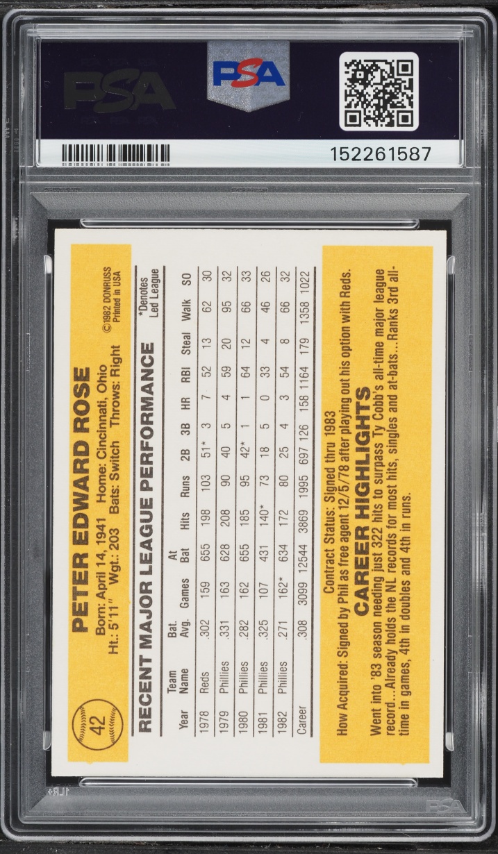 1983 Donruss Pete Rose #42 PSA 9 MINT