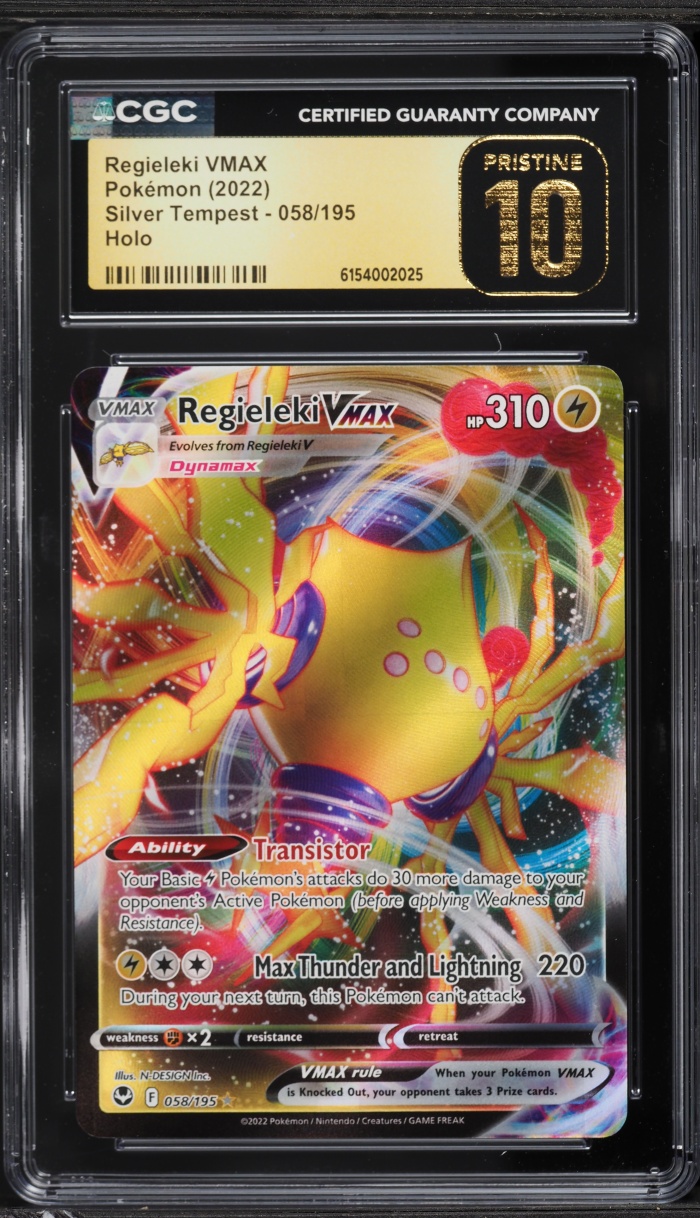 2022 Pokemon Sword & Shield Silver Tempest Full Art Regieleki VMAX #58 CGC 10 PRISTINE