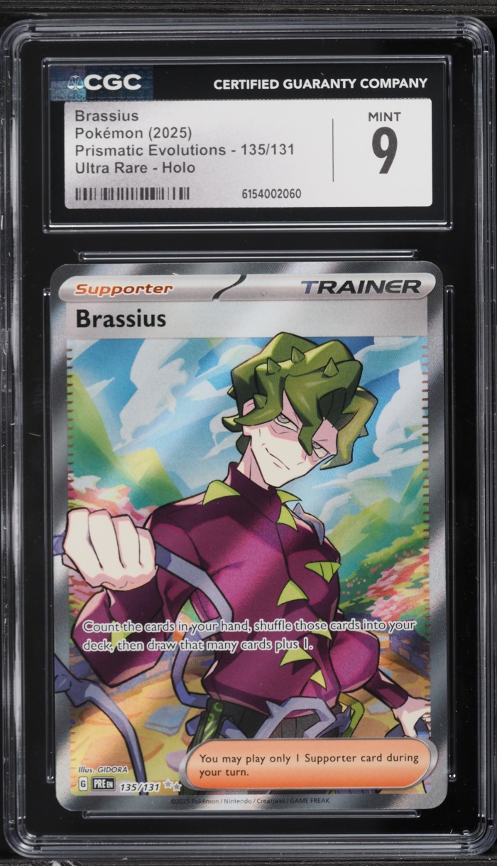 2025 Pokemon Scarlet & Violet Prismatic Evolutions Full Art Brassius #135 CGC 9 MINT